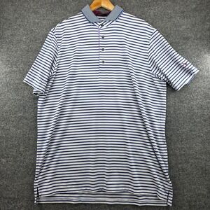 Greyson Mens XL Striped Performance Polo Shirt Blue Purple White Short Sleeve